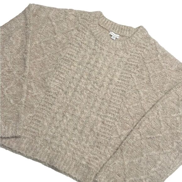 Topshop Tan Cable Long Sleeves Round Neck Sweater Size M NWT - Picture 1 of 11